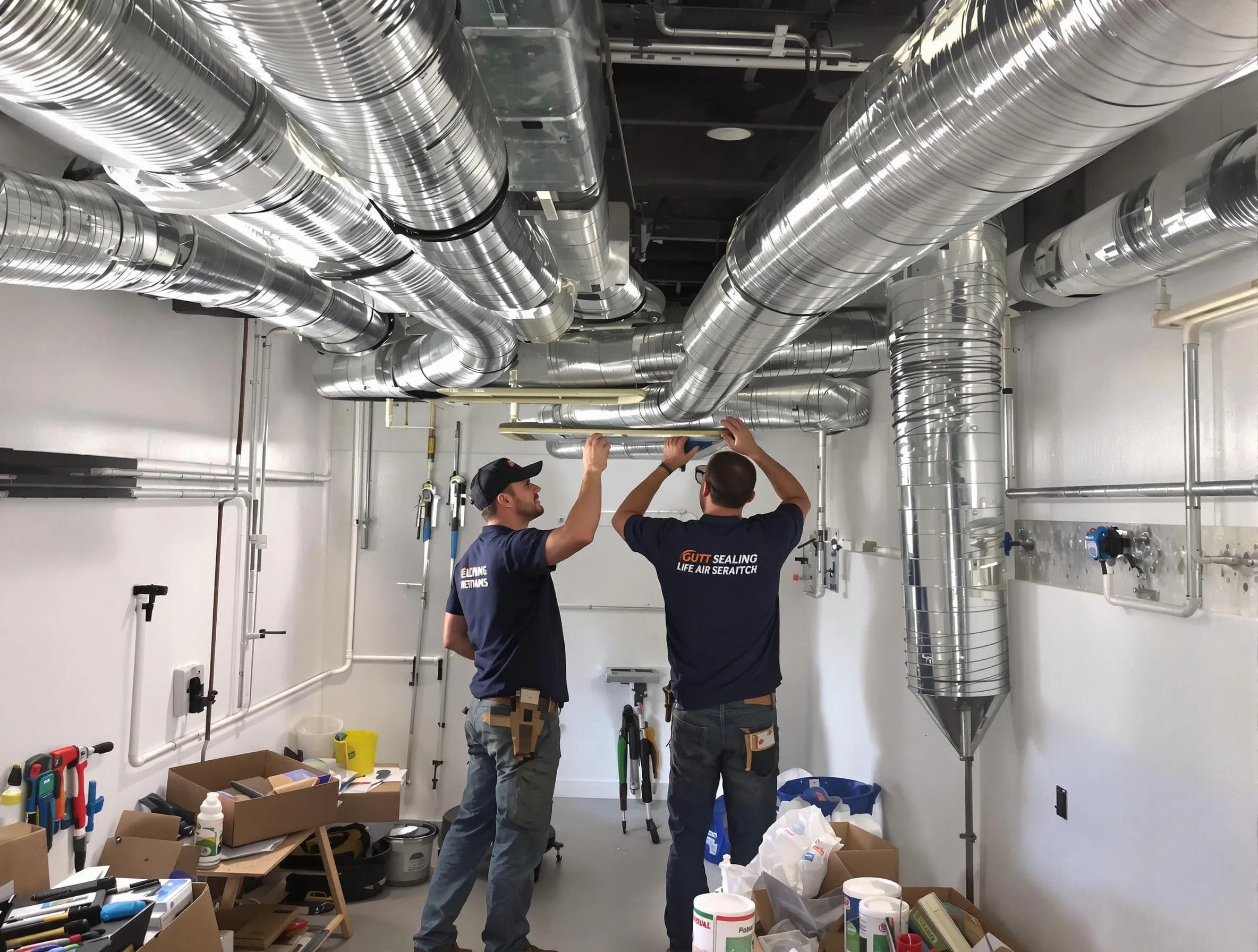 Brigham City Air Duct Cleaning technician applying professional duct sealing solutions in Brigham City
