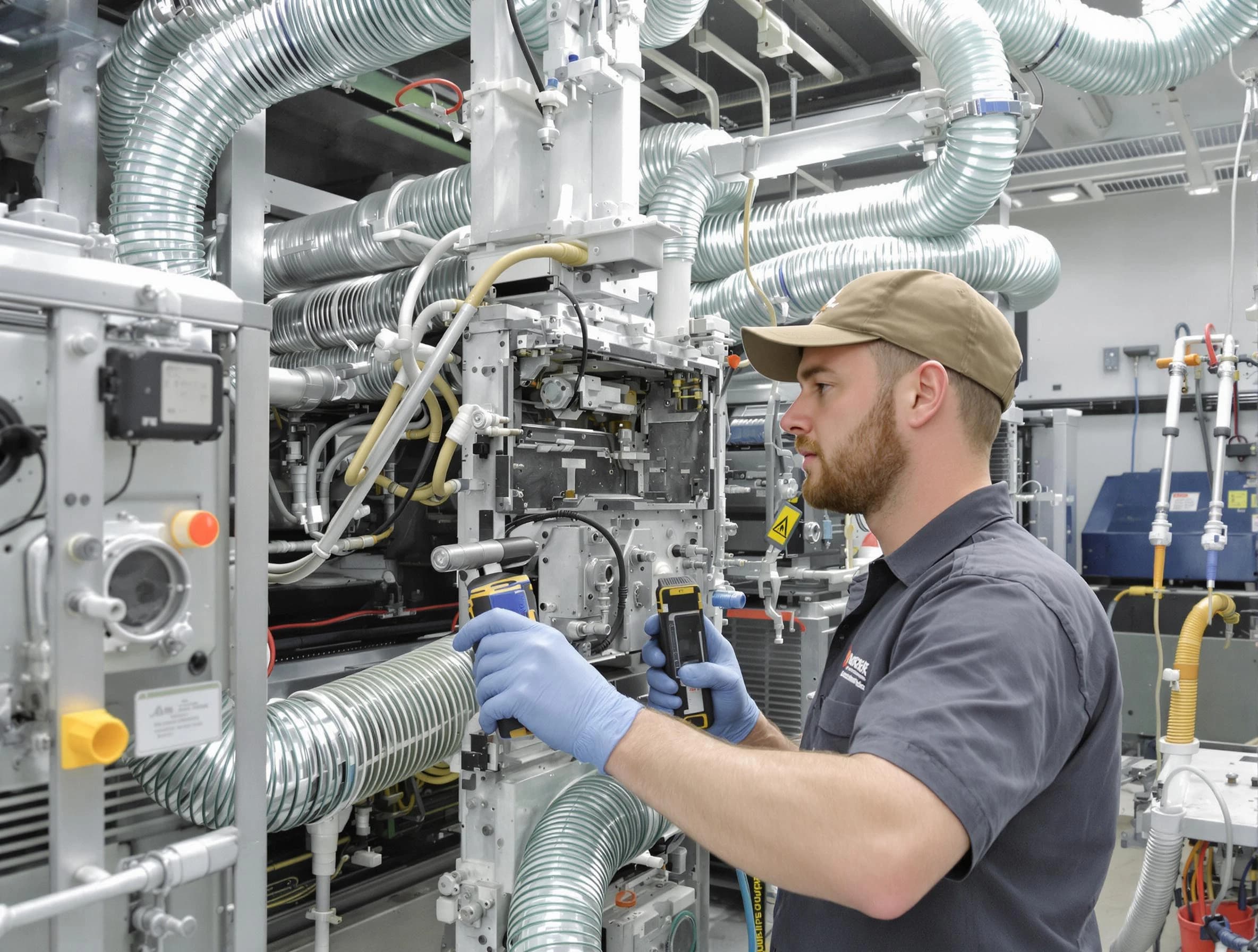 Brigham City Air Duct Cleaning technician performing precision commercial coil cleaning at a business facility in Brigham City