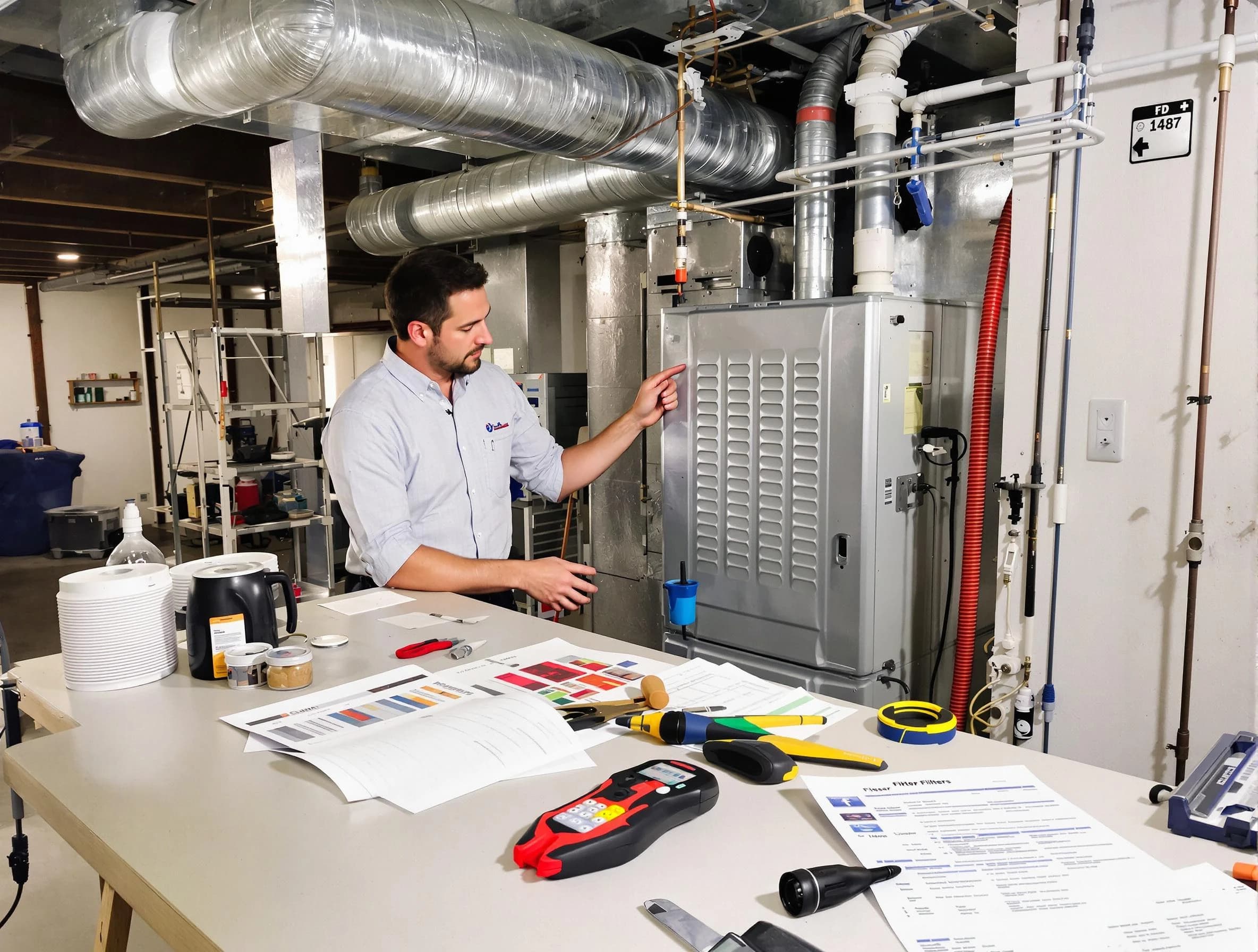 Brigham City Air Duct Cleaning inspector conducting detailed filter system evaluation using professional diagnostic tools in Brigham City