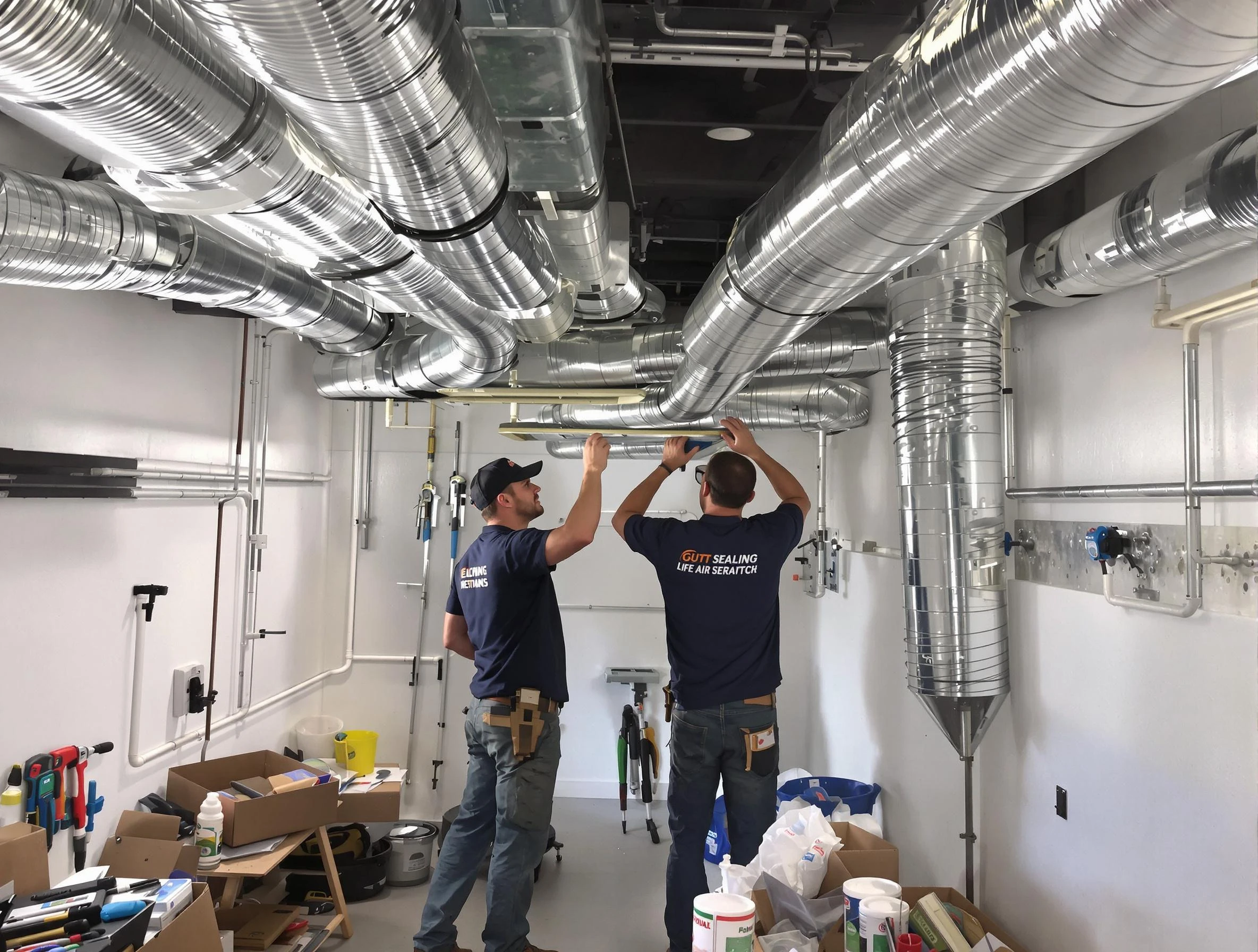 Brigham City Air Duct Cleaning technician applying professional duct sealing solutions in Brigham City